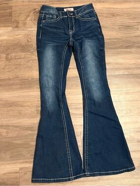 Women’s True Luck Dark Wash Low Waisted Flare Jeans
